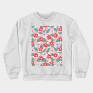 Wavy flower pattern in pink and green Crewneck Sweatshirt